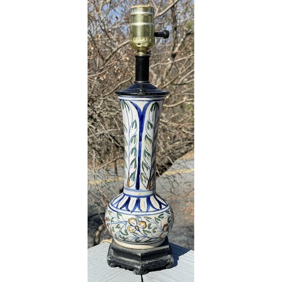 Antique Iznik Middle Eastern Pottery Glazed Faience Vase Cast Iron Loevsky Lamp - Picture 12 of 16